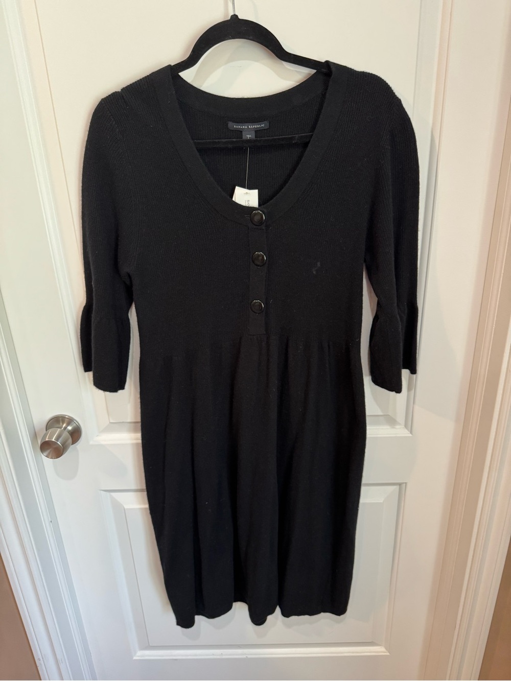 Banana Republic Black Sweater Midi Dress with Button Front